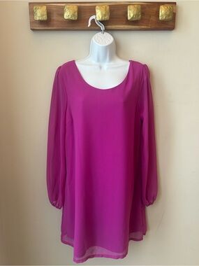 Charlotte Russe Pink Open Back Lattice Shift Dress Long Sleeve Size L